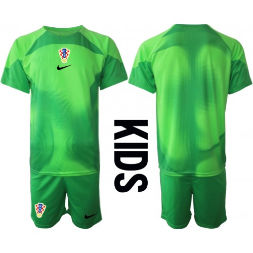 Fotballdrakt Barn Kroatia Keeper Hjemmedraktsett VM 2022 Kortermet (+ Korte bukser)